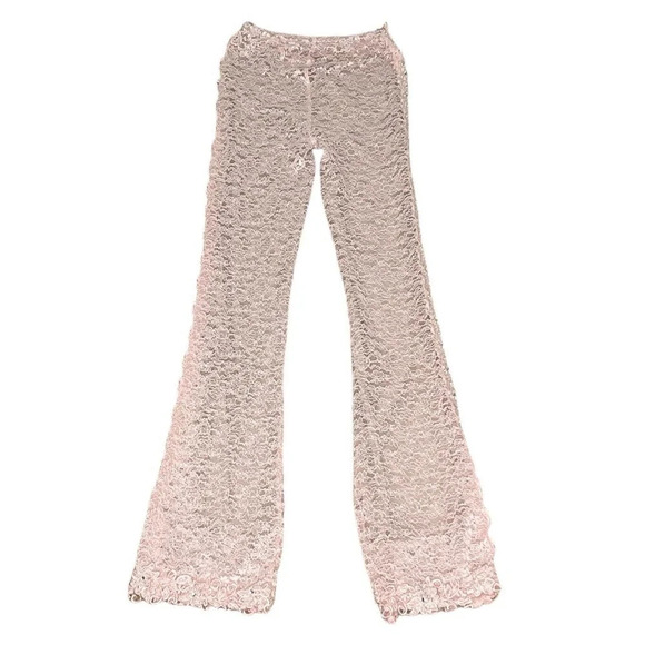 Boys‎ Lie Rose Reverie x Yung Reaper Bottom Pink Lace XS Pearl Flare Pant NEW - Picture 3 of 9